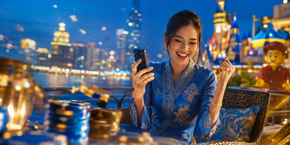 Pengguna wanita Malaysia log masuk ke platform mc4 melalui telefon bimbit